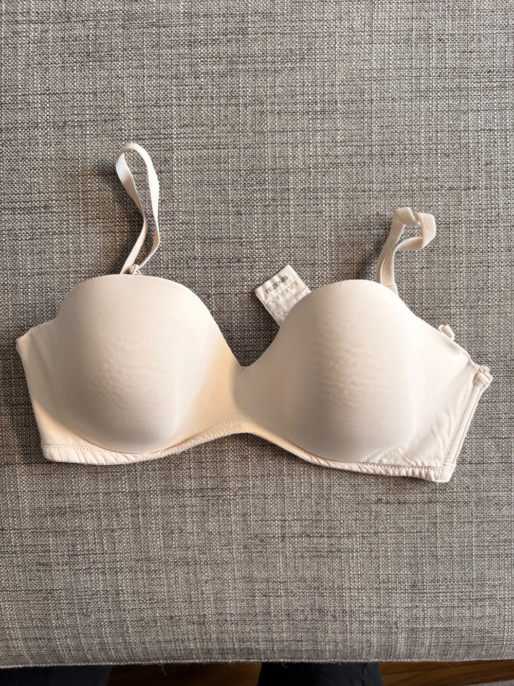TEZENS Strapless Bra Beige Padded Underwire Convertible Multiway Smooth 34C